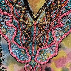 Beaded neck Lucky & Coco caftan swim cover up.